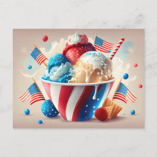 Carte Postale Dessert de glace patriotique
