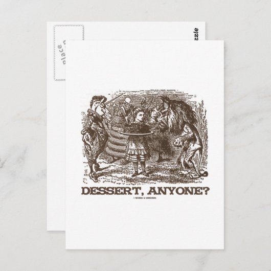 Carte Postale Dessert, quelqu'un? (Licorne Alice Lion Wonderland (Devant / Derrière)