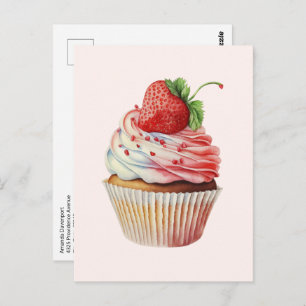 Carte Postale Dessert sucré à la fraise Cupcake