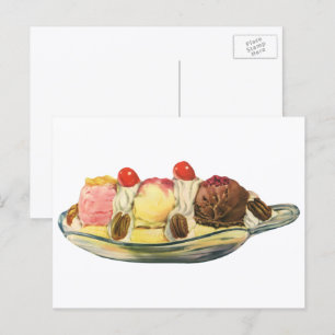 Carte Postale Desserts alimentaires vintages, Cerises frites de 
