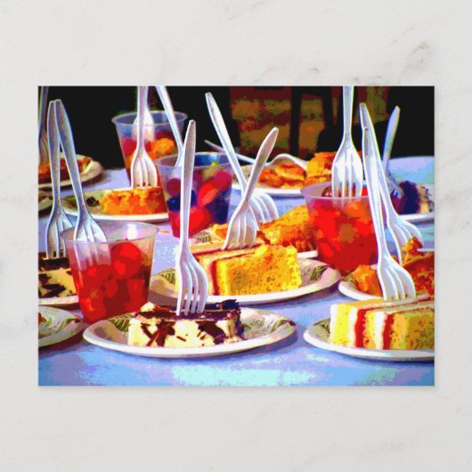Carte Postale Desserts de cuisine Pop Art Fourches de gâteau col (Devant)