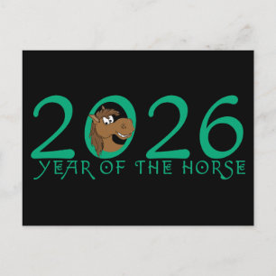 Carte Postale Dessin 2026 Nouvel An chinois du cheval