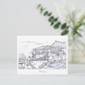 Carte Postale Dessin à la main du village aux Philippines (Debout devant)