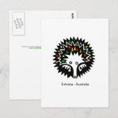 Carte Postale Dessin à la main - ECHIDNA - Animaux australiens - (Devant / Derrière)