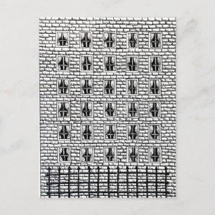 Carte Postale Dessin à l'encre d'un bâtiment en brique