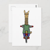 Carte Postale Dessin à vélo cool Llama équitation (Devant / Derrière)