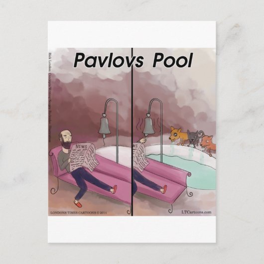 Carte Postale Dessin amusant de la piscine de Pavlov (Devant)