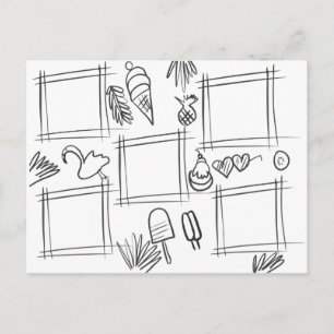 Carte Postale Dessin Amusant Tropical de Couleurs pour Enfants G