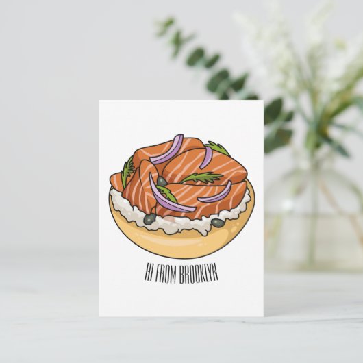 Carte Postale dessin animé de bagel saumon (Debout devant)