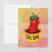 Carte Postale Dessin animé de bol de chili (Devant / Derrière)
