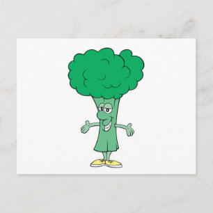 Carte Postale Dessin animé de brocolis joyeux et idiot