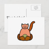 Carte Postale dessin animé de chat Brown (Devant / Derrière)