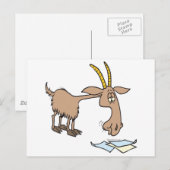 Carte Postale dessin animé de chèvre affamé (Devant / Derrière)
