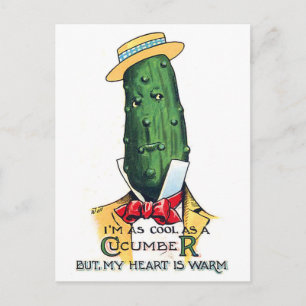 Carte Postale Dessin animé de concombre avec message d'amour, dr