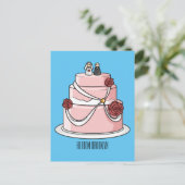 Carte Postale dessin animé de gâteau mariage (Debout devant)