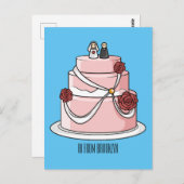 Carte Postale dessin animé de gâteau mariage (Devant / Derrière)
