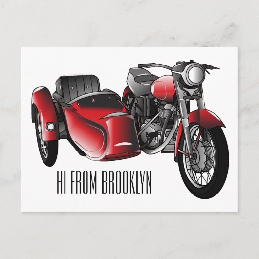 Carte Postale dessin animé de la moto Sidecar (Devant)