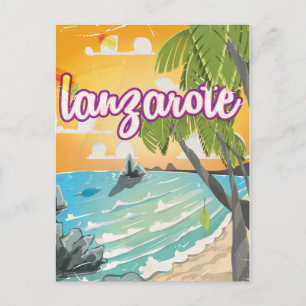 Carte Postale dessin animé de l'affiche de voyage vintage de lan