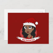 Carte Postale Dessin animé de Noël de jeune femme (Devant / Derrière)