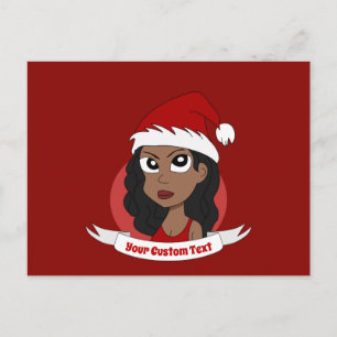 Carte Postale Dessin animé de Noël de jeune femme
