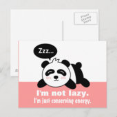 Carte Postale Dessin animé de Panda mignon et paresseux (Devant / Derrière)