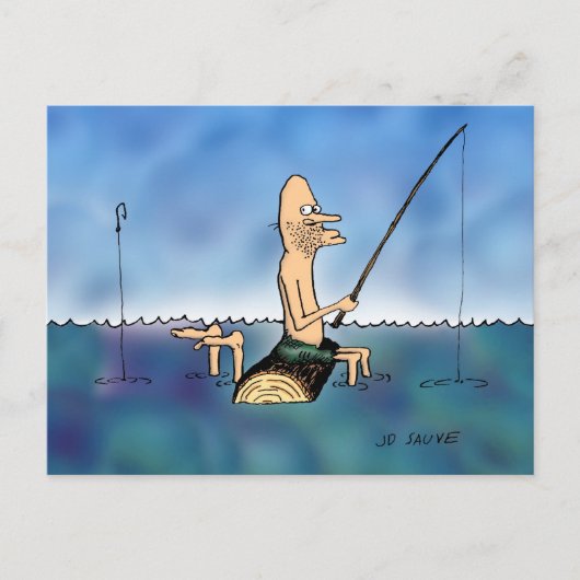 Carte Postale Dessin animé de pêche jour étrange (Devant)