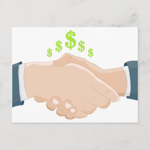 Carte Postale Dessin animé de poignée de main commerciale