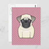 Carte Postale Dessin animé de Pug (Devant / Derrière)