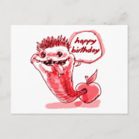 dessin animé de ver de pomme heureux anniversaire