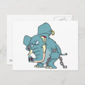 Carte Postale dessin animé d'éléphant de badass (Devant / Derrière)