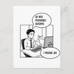 Carte Postale Dessin animé d'entreprise humour de bureau Chat mi