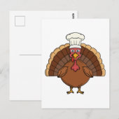 Carte Postale Dessin animé dinde chef Thanksgiving (Devant / Derrière)