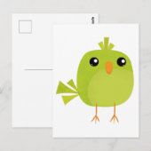 Carte Postale Dessin animé d'oiseau vert (Devant / Derrière)
