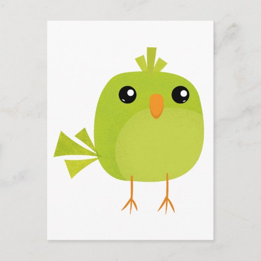 Carte Postale Dessin animé d'oiseau vert (Devant)