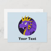 Carte postale dessin animé dragon violet (Devant / Derrière)