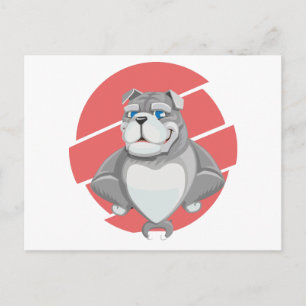 Carte Postale Dessin Animé Drôle de Bouledogue
