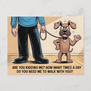 Carte Postale Dessin animé drôle de chien grincheux