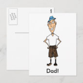 Carte Postale Dessin animé drôle pour la fête des pères Papa (Devant / Derrière)