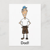 Carte Postale Dessin animé drôle pour la fête des pères Papa (Devant)