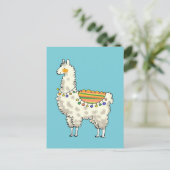 Carte Postale dessin animé en lama blanc mignon (Debout devant)