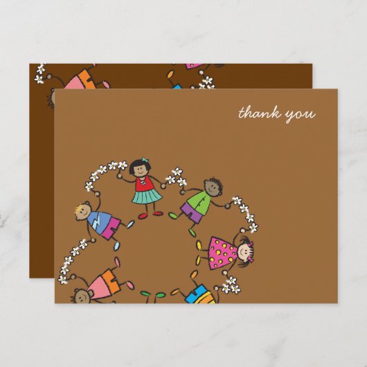 Carte Postale Dessin Animé Enfants Mignons et Heureux Amis du Mo (Devant / Derrière)