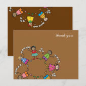 Carte Postale Dessin Animé Enfants Mignons Heureux Amis Autour D (Devant / Derrière)