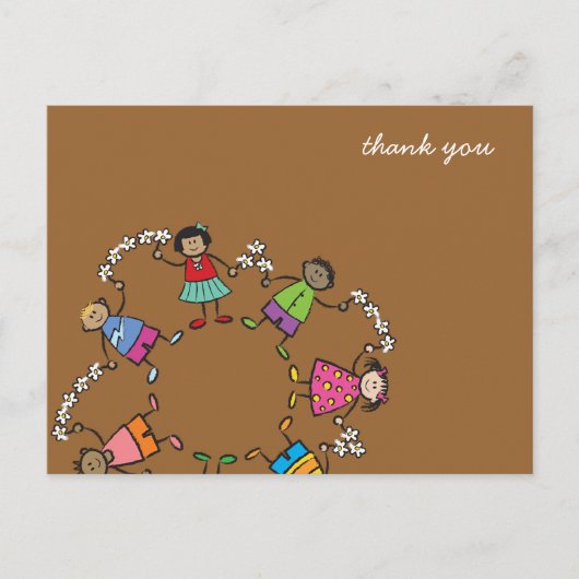 Carte Postale Dessin Animé Enfants Mignons Heureux Amis Autour D (Devant)