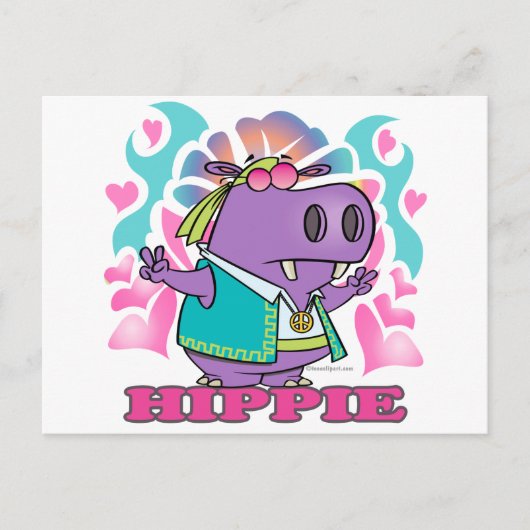 Carte Postale dessin animé hippie hippie avec texte (Devant)