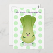 Carte Postale dessin animé mignon de bok choy (Devant / Derrière)