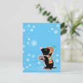 Carte Postale dessin animé mole en hiver (Debout devant)