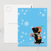 Carte Postale dessin animé mole en hiver (Devant / Derrière)