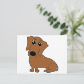 Carte Postale dessin animé rouge de dachshund (Debout devant)