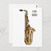 Carte Postale dessin animé saxophone (Devant / Derrière)