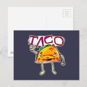 Carte Postale dessin animé taco man style drôle illustration (Devant / Derrière)